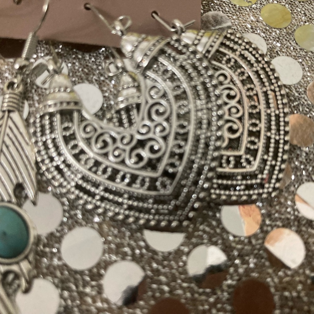 Earring bundle 6 pair boho silver and blue turquoise - Picture 4 of 6